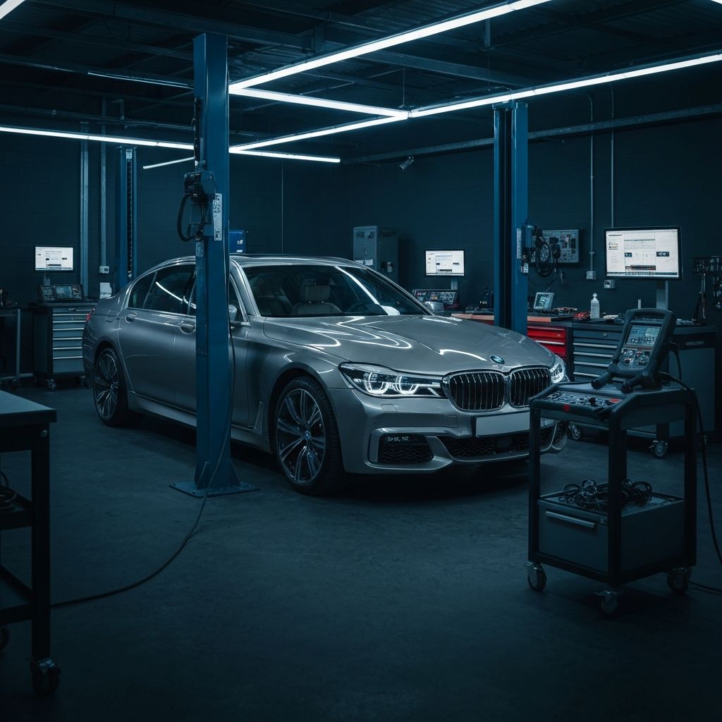BMW diagnostikos įranga profesionalioje dirbtuvėje